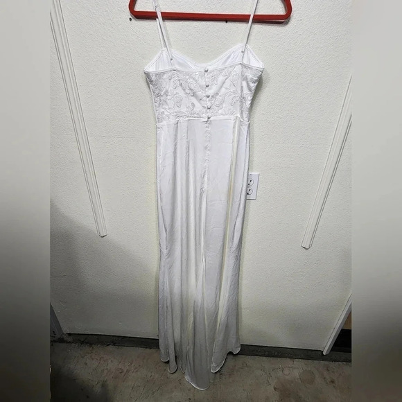 Lulus Elevated Glamour White Satin Sequin Bustier Mermaid Maxi Dress M Wedding - Picture 11 of 14